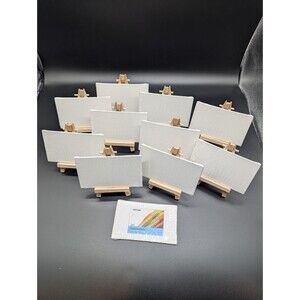 10 Mini Wood Easels + 11 Mini Canvas Panels Tabletop Display Bridal Party